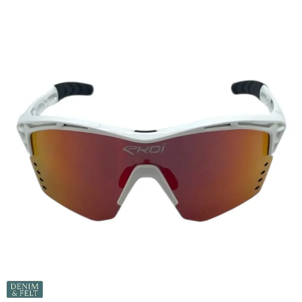 NEW EKOI‎ Persoevo4 White Revo Red Cycling Sunglasses Sport Shield Lens Unisex